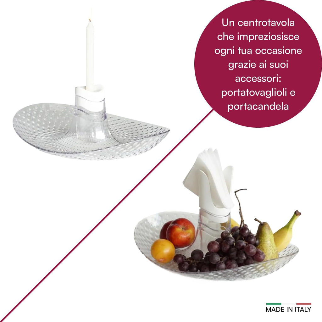 Perica Pomegranate Table Fruit Bowl, Modern Centerpiece with Quality Transparent Polycarbonate Design, Fruit Bowl Centerpiece with Napkin Holder or Candle Holder Slot