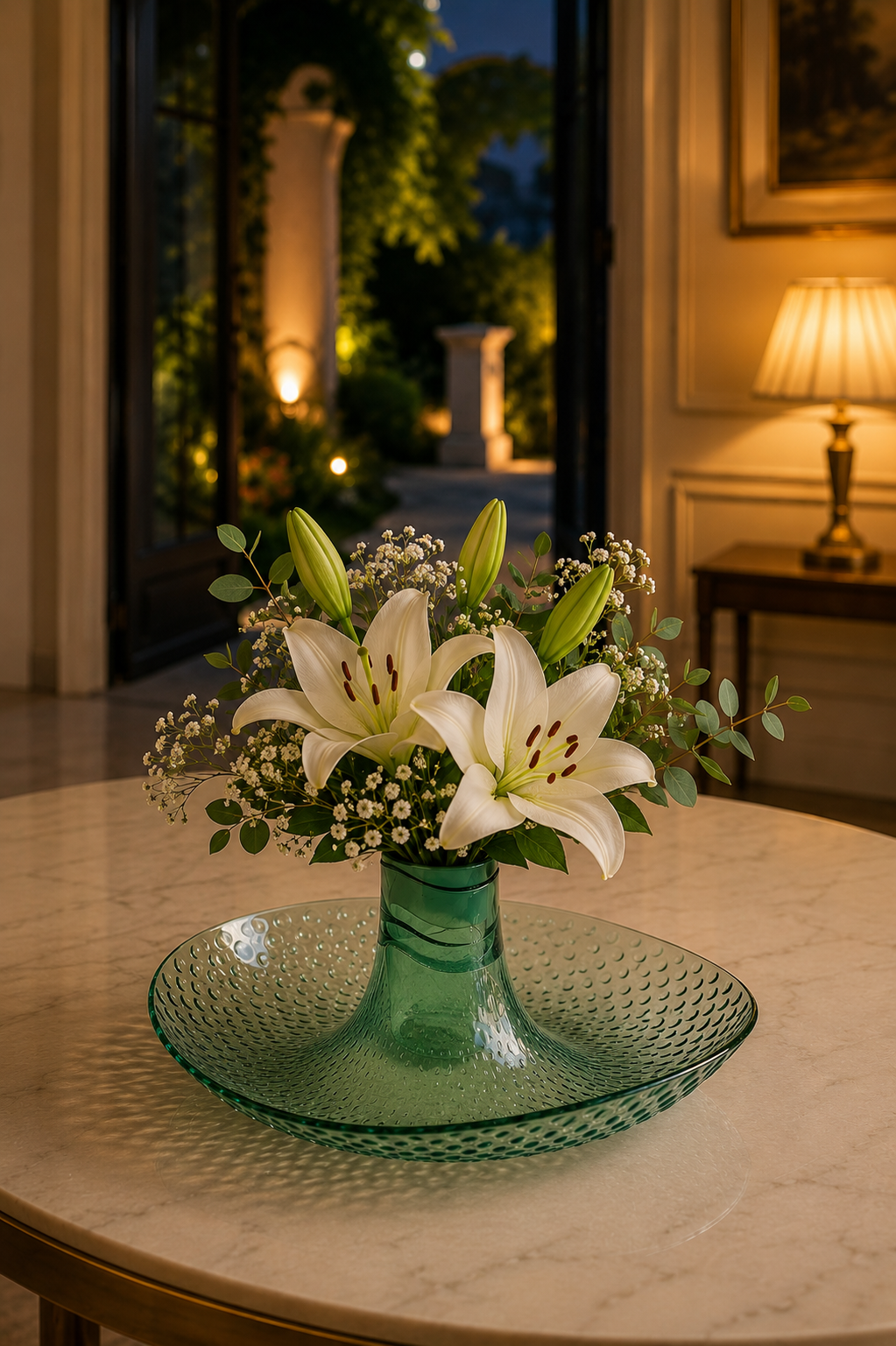 Granata Perica Centrotavola con fiori Verde Kiwi