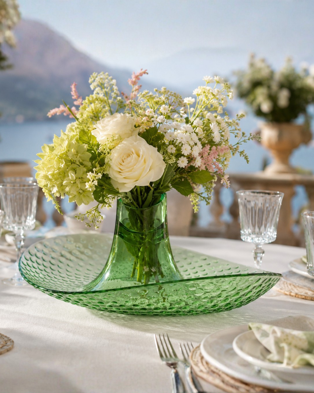 Granata Perica Centrotavola con fiori Verde Kiwi